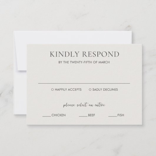 クリーン中立エレガントな結婚式 出欠カード (正面)