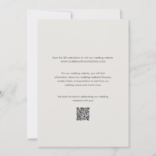 クリーン中立QRコードエレガントな結婚式 招待状 (裏面)