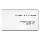 クリーン伝統的プレーン白ミニマリスト マグネット名刺 (正面)