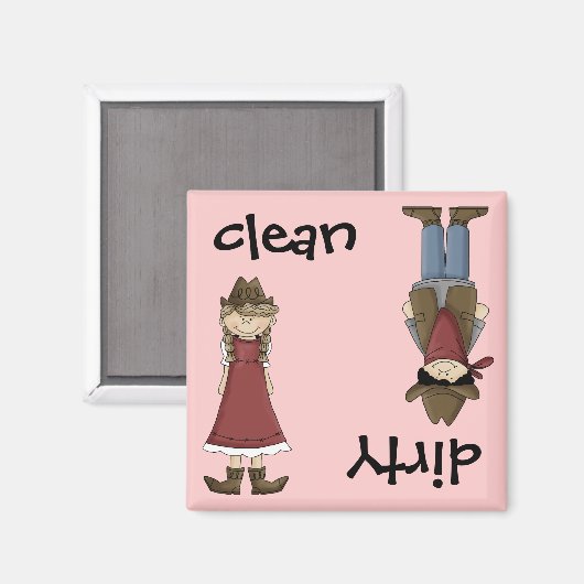 クリーン女性のカーボーイまたは汚れたカウボーイ食洗機磁石 マグネット (正面/裏面)