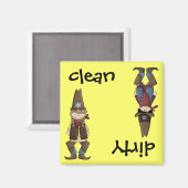 クリーン女性のカーボーイまたは汚れたカウボーイ食洗機磁石 マグネット (正面/裏面)