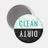 クリーン汚い食洗機アクアブラックマーブルラウンド マグネット (正面/裏面)