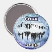 クリーン汚れたキッチン食洗機料理の山 マグネット (正面/裏面)