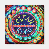 クリーン汚れた食洗機おもしろいカラフルかわいい マグネット (正面)