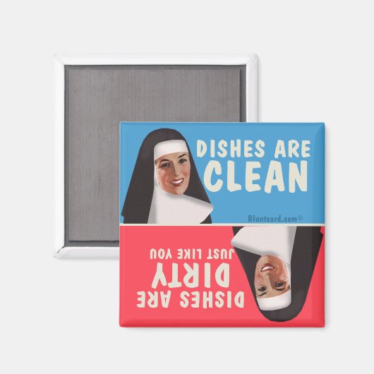 クリーン汚れた食洗機おもしろい修道女 マグネット (正面/裏面)
