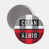 クリーン汚れた食洗機バッファローチェックプレイドラウンド マグネット (正面/裏面)