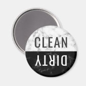 クリーン汚れた食洗機ホワイトブラックマーブルラウンド マグネット (正面/裏面)