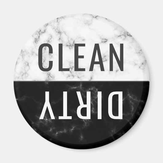 クリーン汚れた食洗機ホワイトブラックマーブルラウンド マグネット (正面)