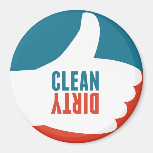 クリーン汚れた食洗機マグネットが赤い青色に親指を付ける マグネット (正面)