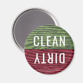 クリーン汚れた食洗機レッドグリーン素朴ウッド マグネット (正面/裏面)