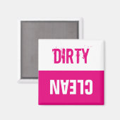 クリーン汚れた食洗機標識磁石 |ネオンピンク マグネット (正面/裏面)