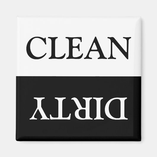 クリーン汚れた食洗機白黒キッモダンチン マグネット (正面)