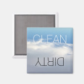 クリーン汚れ、オフ食洗機洗濯空の雲 マグネット (正面/裏面)