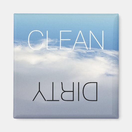 クリーン汚れ、オフ食洗機洗濯空の雲 マグネット (正面)