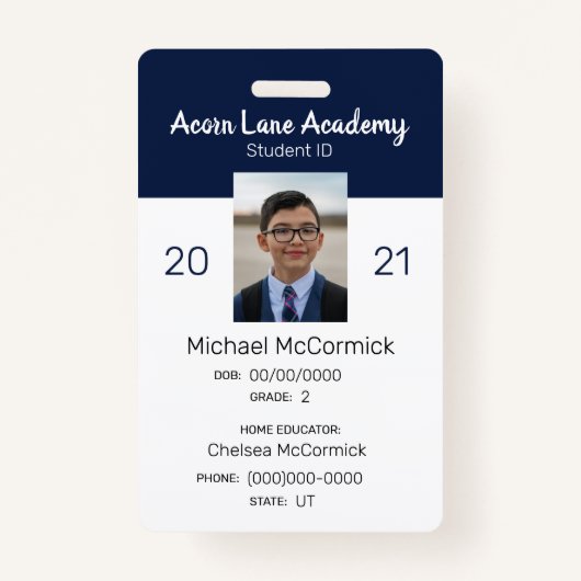 クリーン海軍ホームスクール学生IDバッジ バッジ (正面)