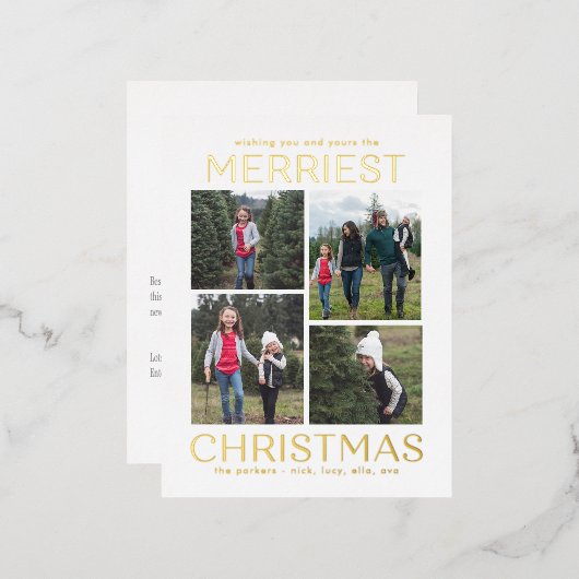 クリーン無地のコラージュ箔クリスマスカードはがき 箔シーズンポストカード (正面/裏面)