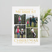 クリーン無地のコラージュ箔クリスマスフォトカード 箔シーズンカード (立ち正面)