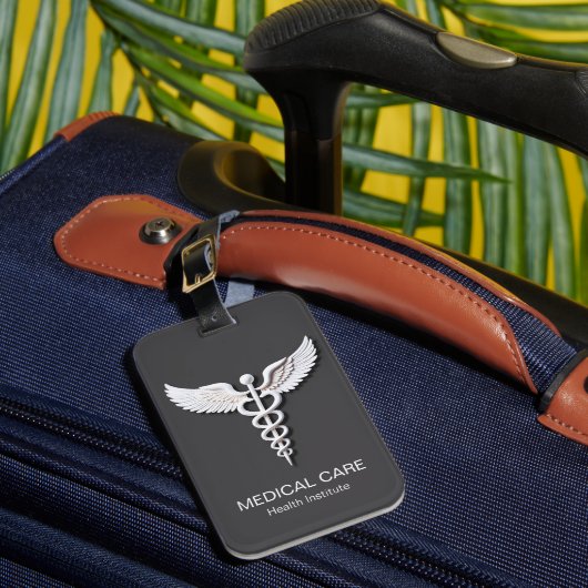 クリーン白の詳細なカドゥセウス炭疽菌医療 ラゲッジタグ (正面インサイチュ1)