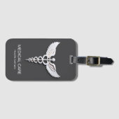 クリーン白の詳細なカドゥセウス炭疽菌医療 ラゲッジタグ (正面横)