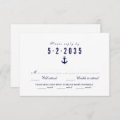 クリーン白航海の婚式RSVPカードの食事の選択 出欠カード (正面/裏面)