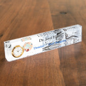 クリーン白色歯科用口腔外科医アクリル デスクネームプレート (側面)