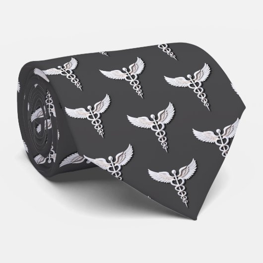 クリーン白色詳細カドゥセウス医用アントラサイト ネクタイ (ロール)