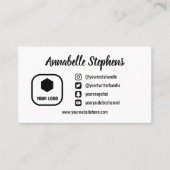 クリーン白黒ソーシャルメディアのアイコン写真とロゴ 名刺 (正面)