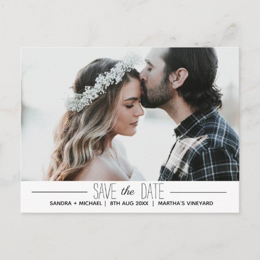 クリーン白黒ミニマルタイポグラフィカスタム写真 案内ポストカード (正面)