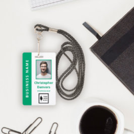 クリーン緑の白ロゴオフィスの従業員の追加 バッジ