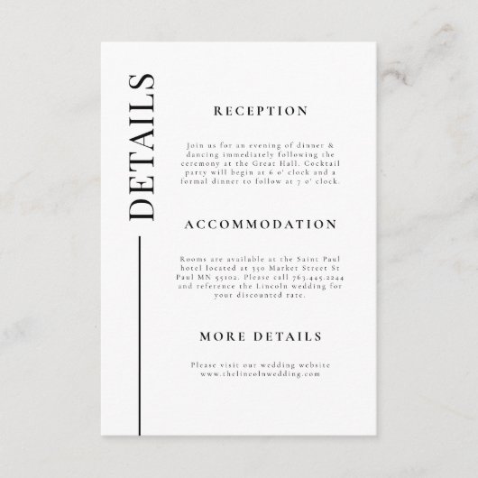 クリーン線の白結婚線の詳細 エンクロージャーカード (正面)