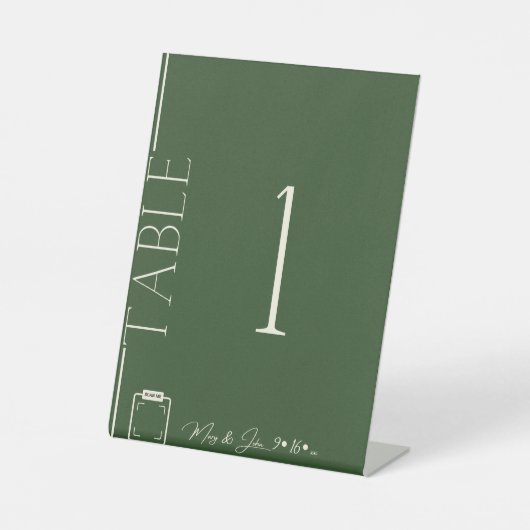 クリーン美的ダークグリーン結婚のテーブル番号 台座サイン (正面)