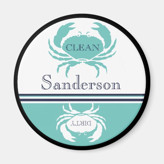 クリーン航海のダーティ食洗機ティール(緑がかった色)ブルー沿岸 マグネット (正面)