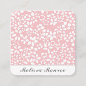 クリーン赤面ピンクの花フェミニンかわいいスクリプト スクエア名刺 (正面)