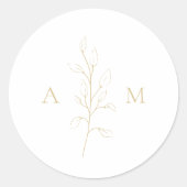 クリーン金ゴールド植物優雅な結婚式 ラウンドシール (正面)