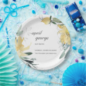 クリーン黄緑色フローラウェットカラーベビーシャワー ペーパープレート (パーティー)