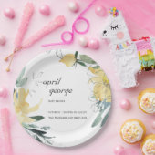 クリーン黄緑色フローラウェットカラーベビーシャワー ペーパープレート (パーティー)