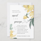 クリーン黄緑色フローラカップルのシャワー招待状 サンキューカード (正面)