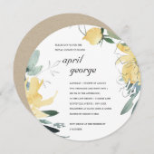 クリーン黄緑色フローラブライダルシャワー招待状 サンキューカード (正面/裏面)