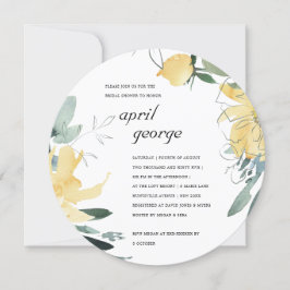 クリーン黄緑色フローラブライダルシャワー招待状 サンキューカード