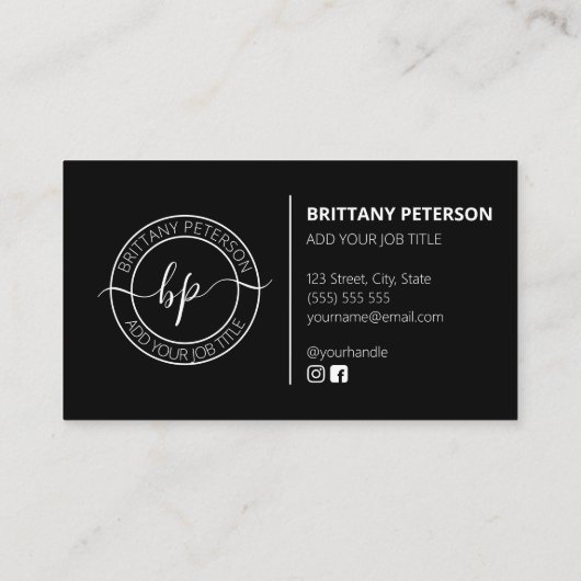 クリーン黒エレガントプロフェッショナル 名刺 (裏面)