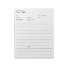 クリーン+シンプル詳細レシピページメモ帳 ノートパッド