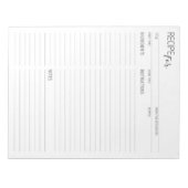 クリーン+シンプル詳細レシピページメモ帳 ノートパッド (正面)