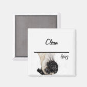 クリーン/ダーティをパグ マグネット (正面/裏面)