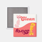 クリーン&ダーティ猫ちゃん-食洗機マグネット マグネット (正面/裏面)