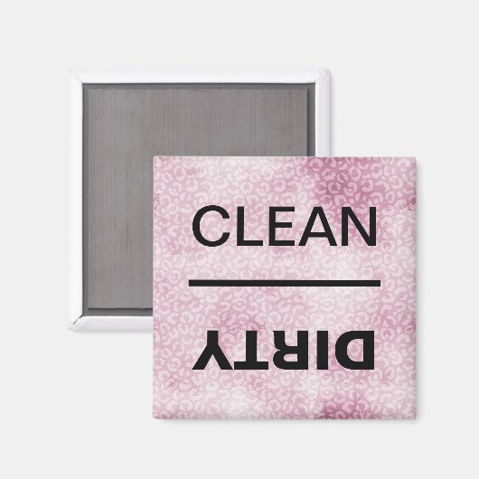クリーン/ダーティ食洗機ピンクヒョウ印刷 マグネット (正面/裏面)