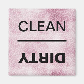 クリーン/ダーティ食洗機ピンクヒョウ印刷 マグネット (正面)