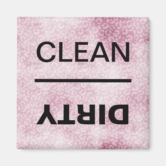 クリーン/ダーティ食洗機ピンクヒョウ印刷 マグネット (正面)