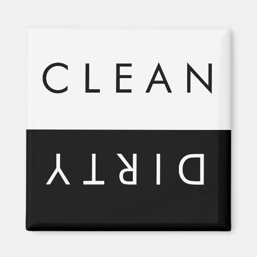 クリーン/ダーティ食洗機マグネット（白黒） マグネット (正面)