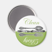 クリーン&ダーティ食洗機マグネット – 緑 マグネット (正面/裏面)