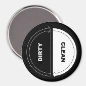 クリーン – ダーティ食洗機マグネット（黒） マグネット (正面/裏面)